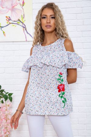 Блуза 177R001 цвет Бело-голубой