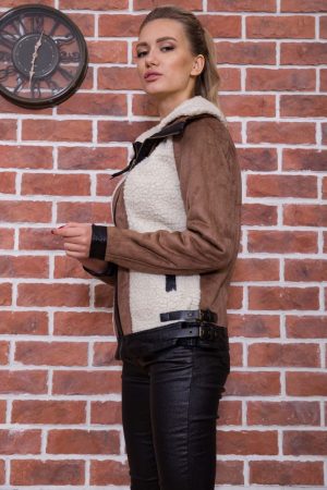 Дубленка женская 131R4055 цвет Темно-бежевый 1