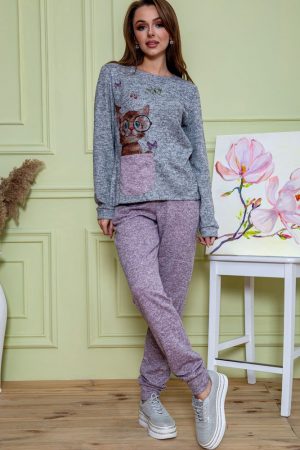 Костюм женский 172R1211-2 цвет серо-пудровый 1