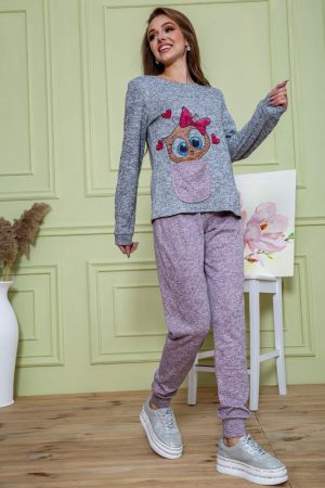 Костюм женский 172R1211 цвет серо-пудровый 5