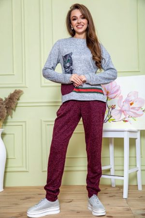 Костюм женский 172R1228 цвет Серо-бордовый