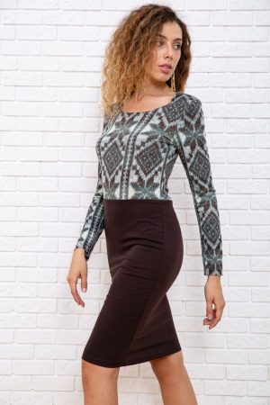 Платье 167R052-1 цвет Коричнево-зеленый 3