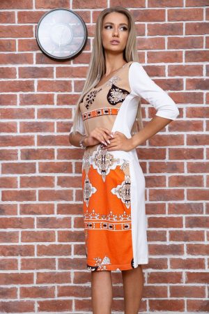 Платье 167R081-1 цвет Бежево-оранжевый 2