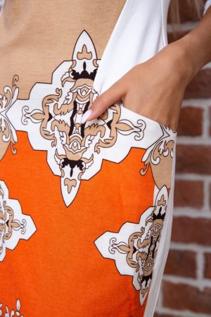 Платье 167R081-1 цвет Бежево-оранжевый 4