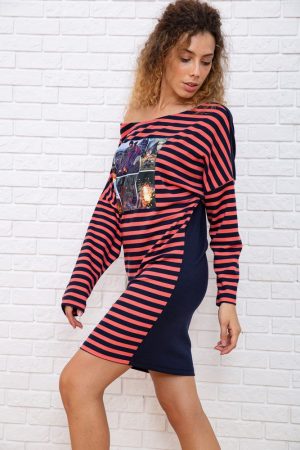 Платье 167R149-1 цвет Розово-синий 2