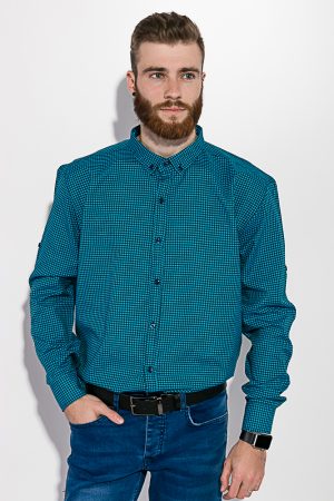 Рубашка 511F006 цвет Черно-бирюзовый