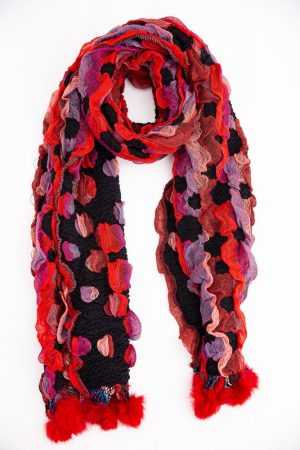 Шарф женский 154R1889-4 цвет Черно-красный