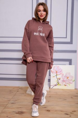 Спорт костюм жен. 182R3021 цвет Коричнево-белый