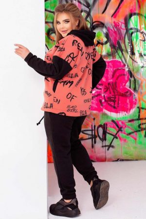 Спорт костюм женский 183R689 цвет Терракотово-черный 2