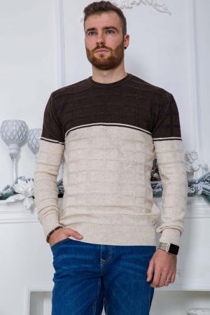 Свитер мужской 161R2440 цвет Коричнево-бежевый